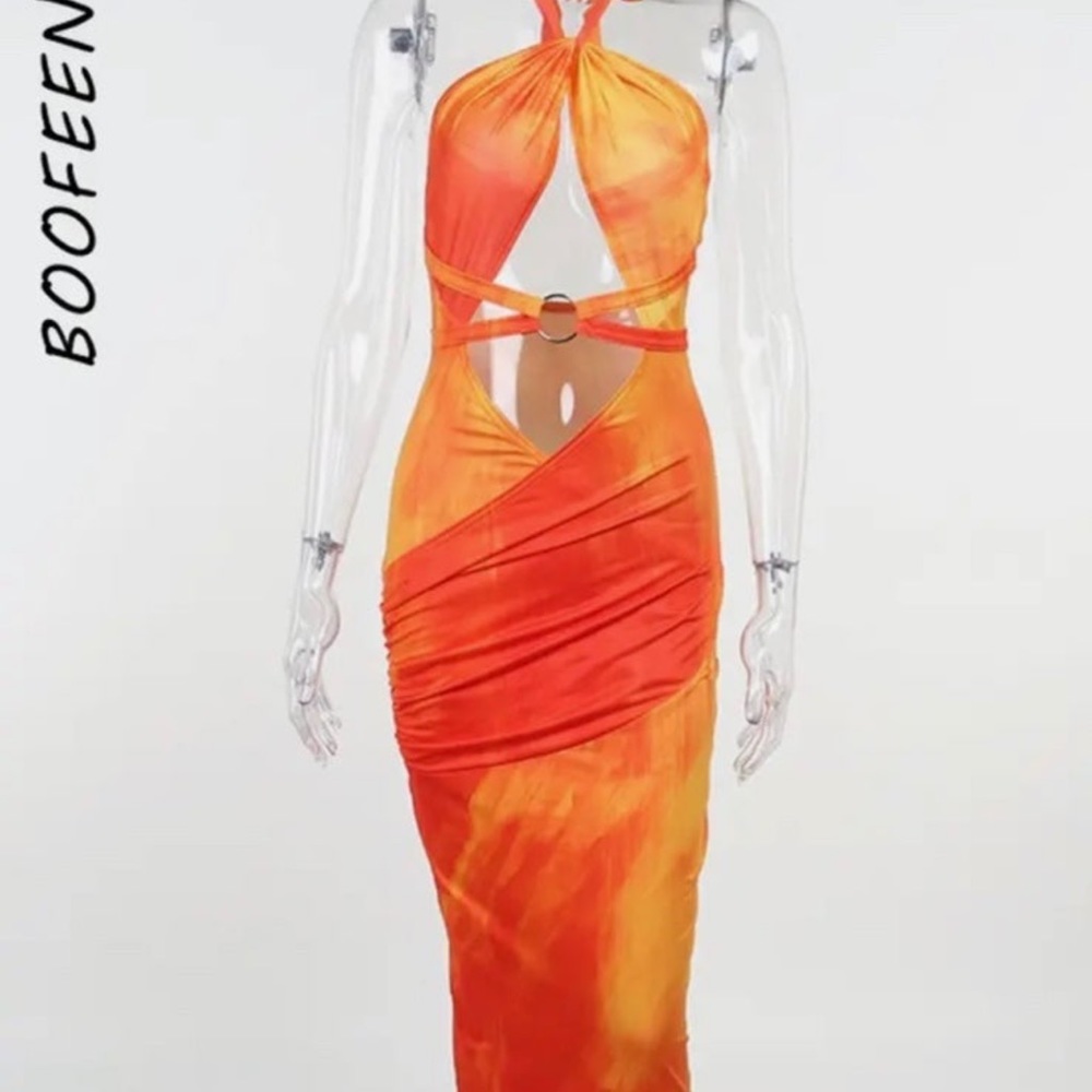Sexy neon dress midi